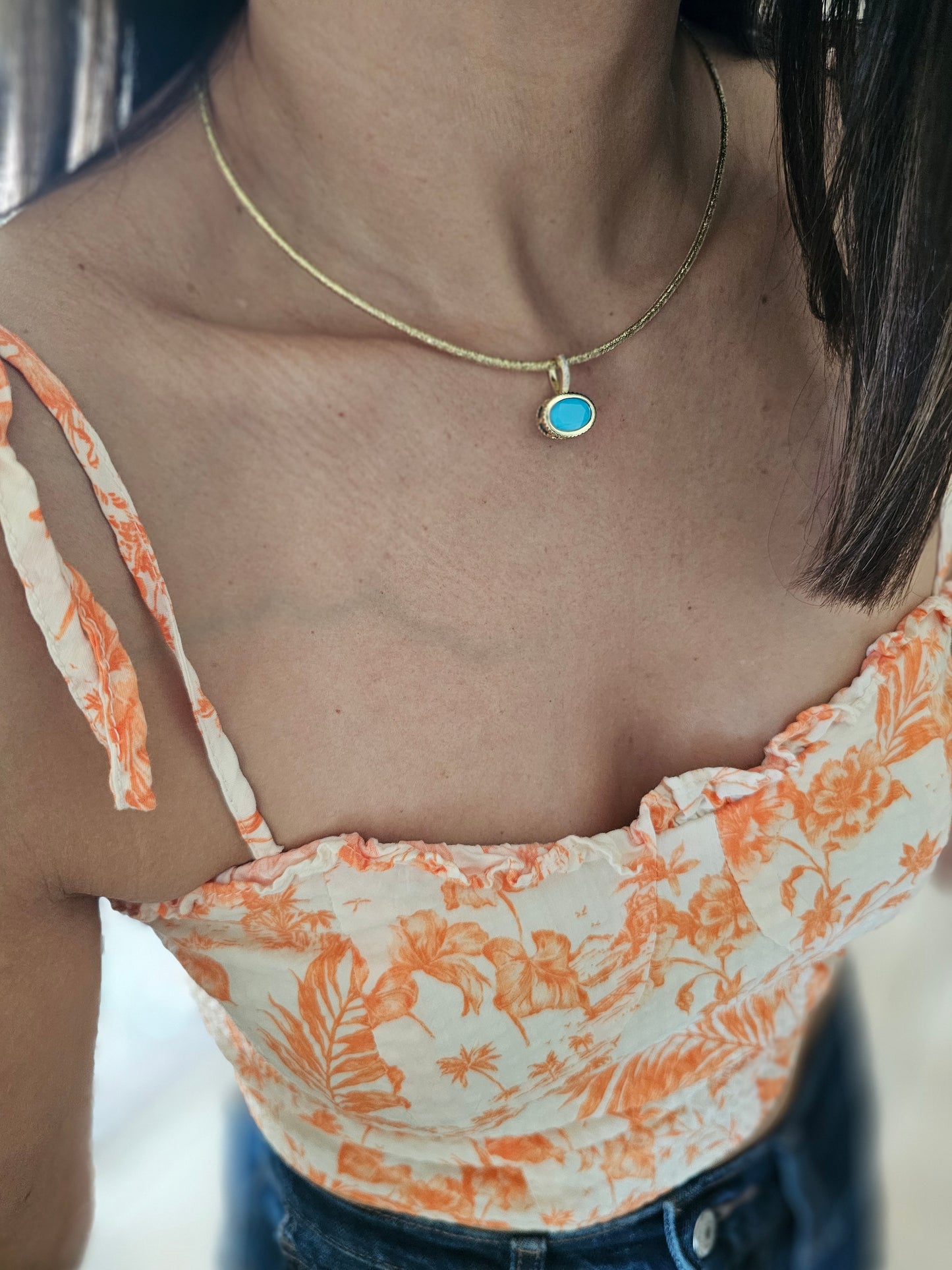 Turquoise Zircon Charm